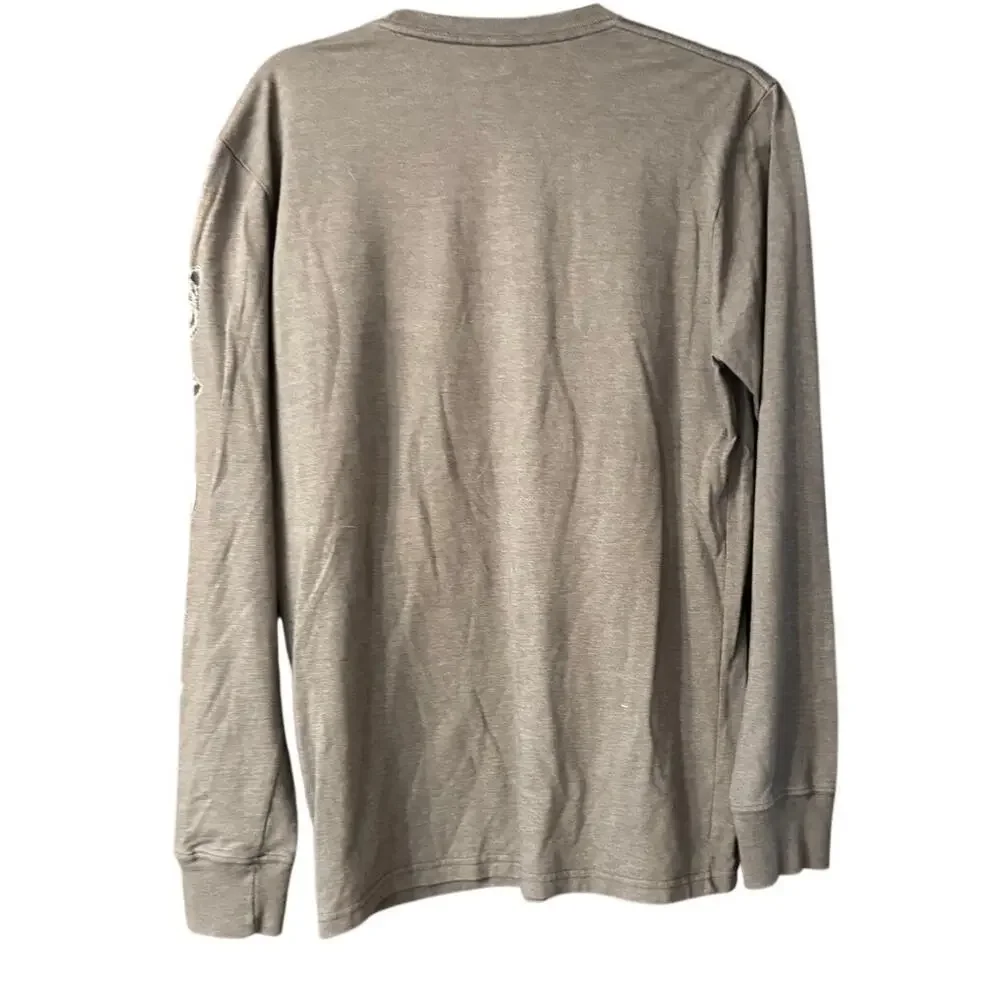 The North Face Mens Small Long Sleeve Graphic Shirt Gray Logo Patch TNF 1966